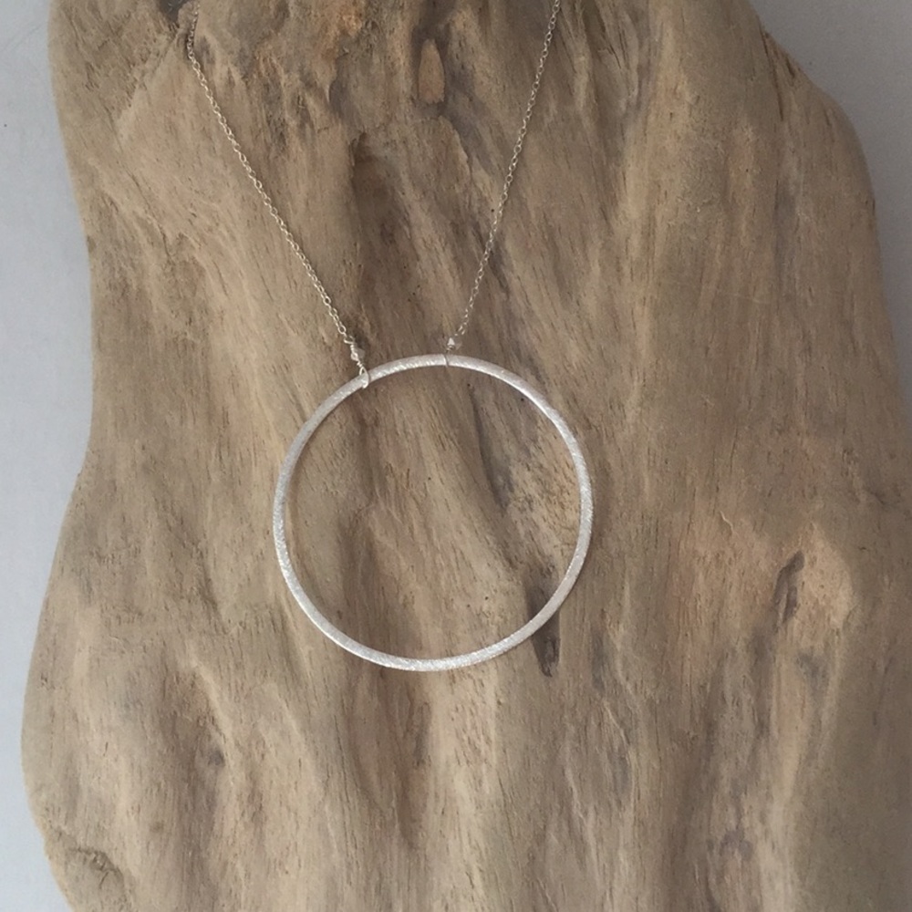 Sterling Silver 2 inch circle necklace